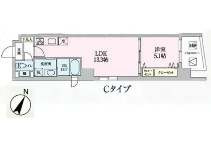LUCE(1LDK/2階)の間取り写真
