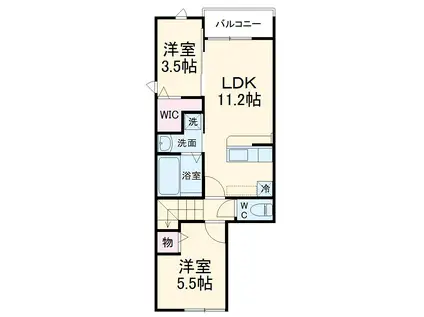 カンポドーロ(2LDK/2階)の間取り写真