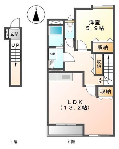グランデ エスポワール(1LDK/2階)の間取り写真