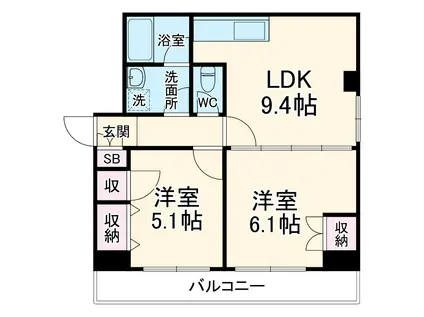 イースト FLAT(2LDK/4階)の間取り写真