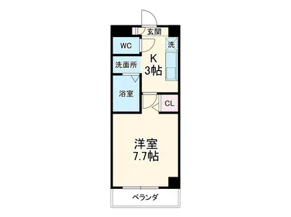 名古屋市東山線 高畑駅 徒歩22分 3階建 築20年(1K/3階)の間取り写真