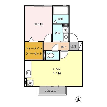 キャトルセゾン(1LDK/2階)の間取り写真