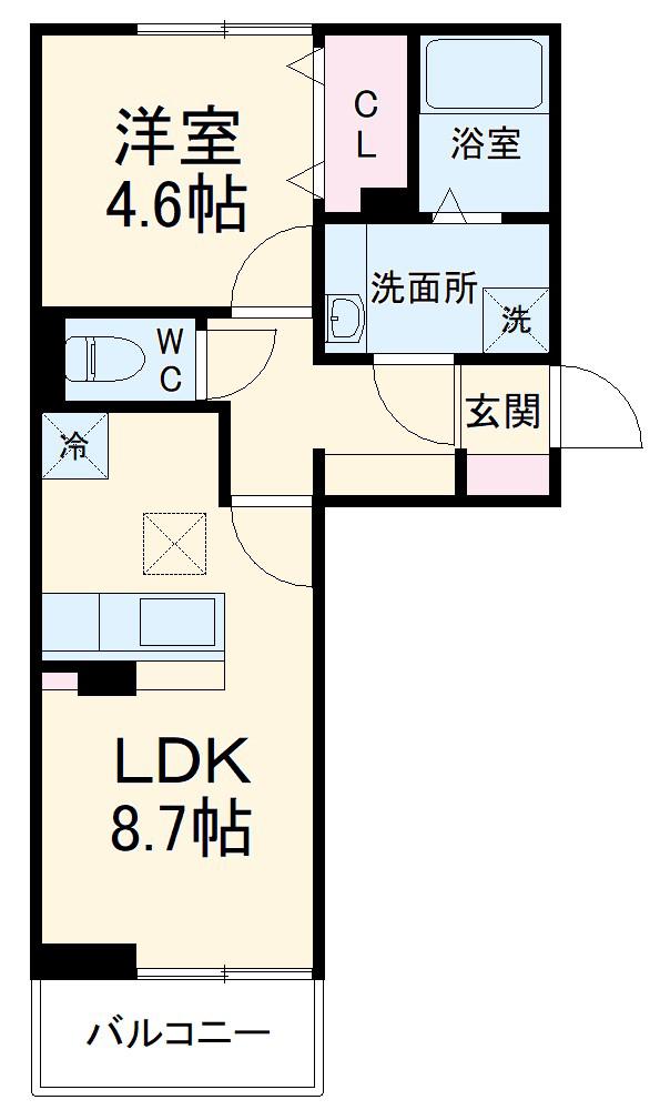 アイリス(1LDK/1階)の間取り写真