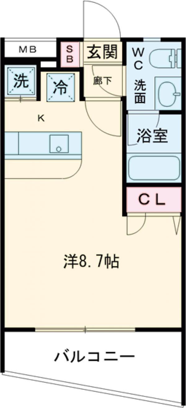 リジノワール千歳烏山(1K/1階)の間取り写真