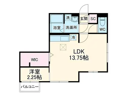 アルファベットⅡ(1LDK/1階)の間取り写真
