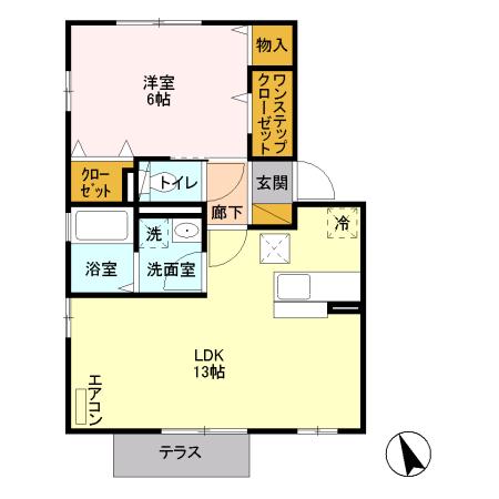 エルヴァージュ(1LDK/1階)の間取り写真
