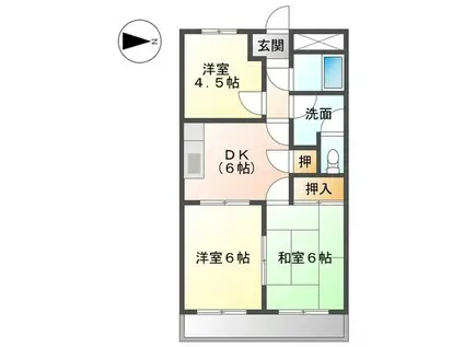 サニーハイツやとみ(3DK/2階)の間取り写真