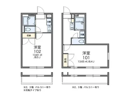 レオパレス国府台(1K/1階)の間取り写真