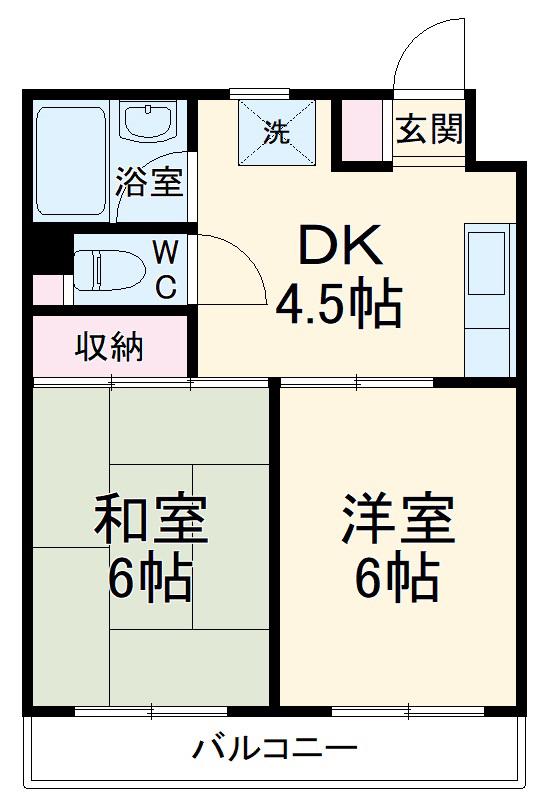 メゾンドミゼ(2DK/3階)の間取り写真
