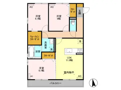 ステラ Ⅰ(3LDK/3階)の間取り写真