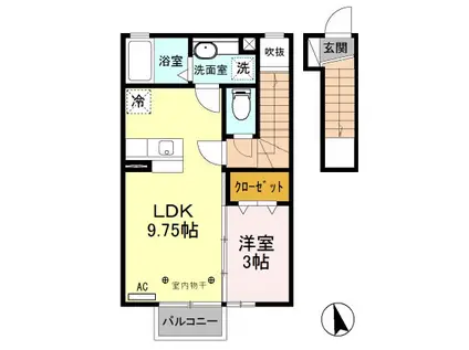 グランモアプラージュ(1LDK/2階)の間取り写真