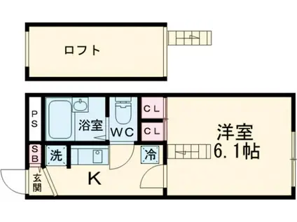 竹橋町アパート(1K/2階)の間取り写真