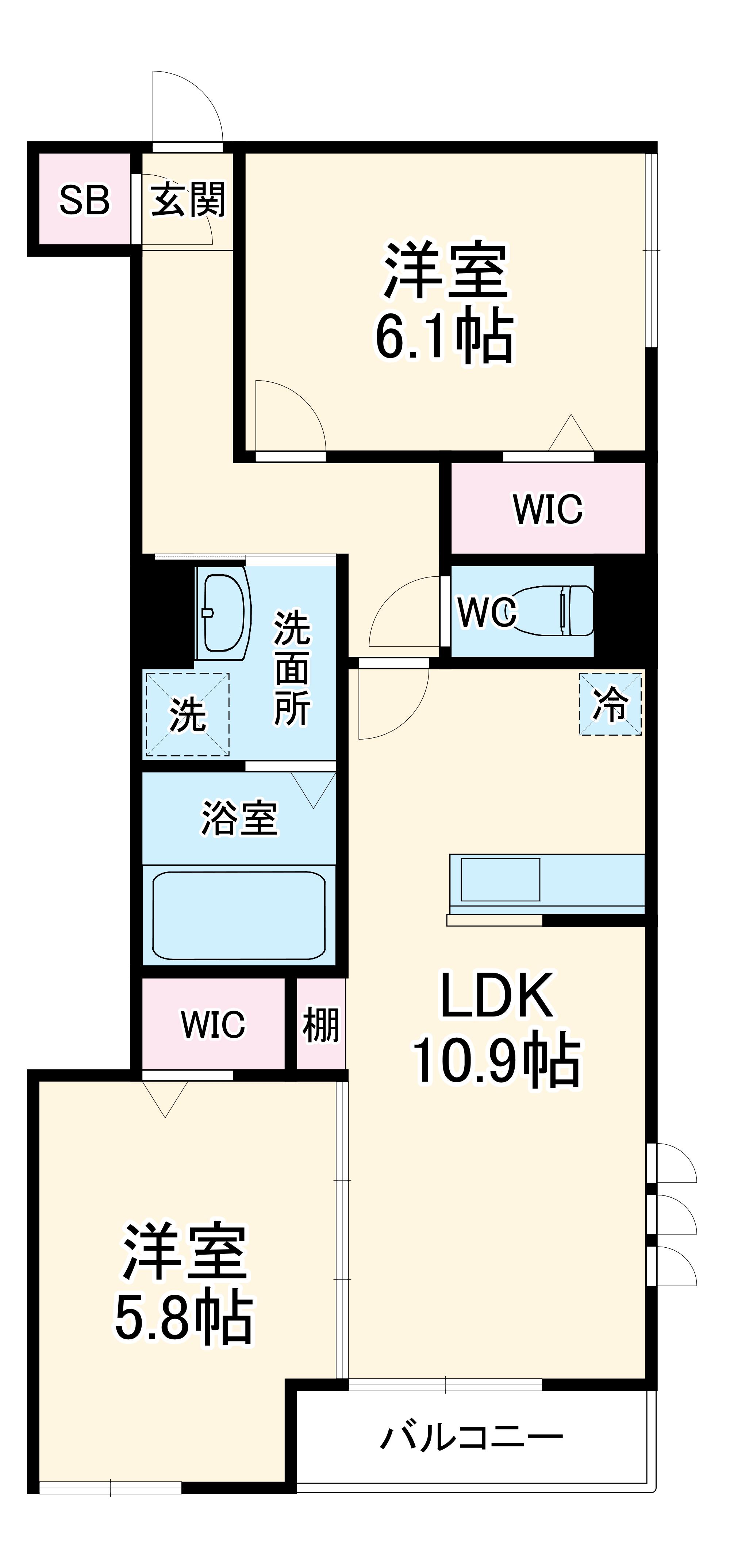アプリコットⅢ(2LDK/3階)の間取り写真