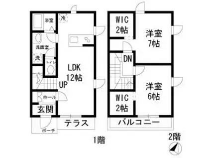 クレール久里浜Ｂ棟(2LDK)の間取り写真