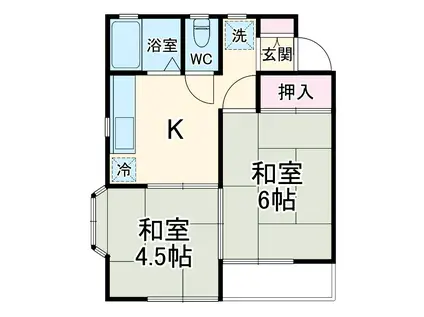 ドミールタカハシⅠ(2K/2階)の間取り写真