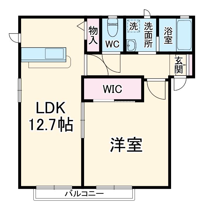 ディアス1(1LDK/2階)の間取り写真