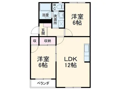 ラフィーネK(2LDK/1階)の間取り写真