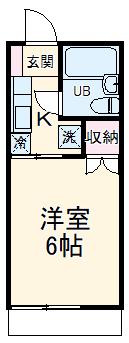 コーポパインヒル(1K/2階)の間取り写真