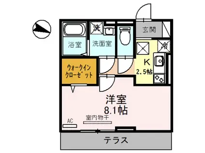 プルメリア(1K/2階)の間取り写真