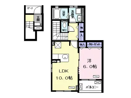 ファインアヴェニューサイドB(1LDK/2階)の間取り写真