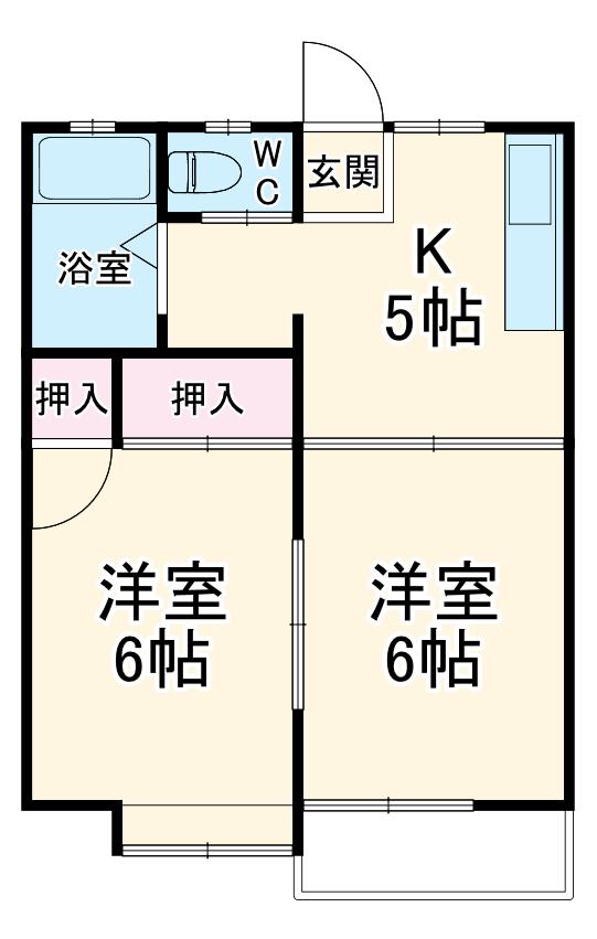 パール鈴(2K/2階)の間取り写真