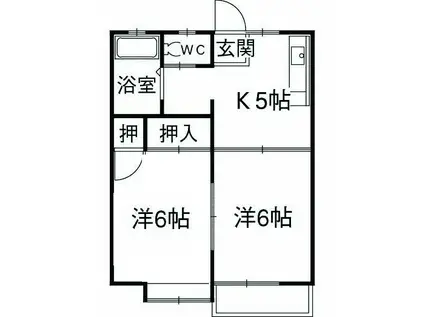 パール鈴(2K/2階)の間取り写真