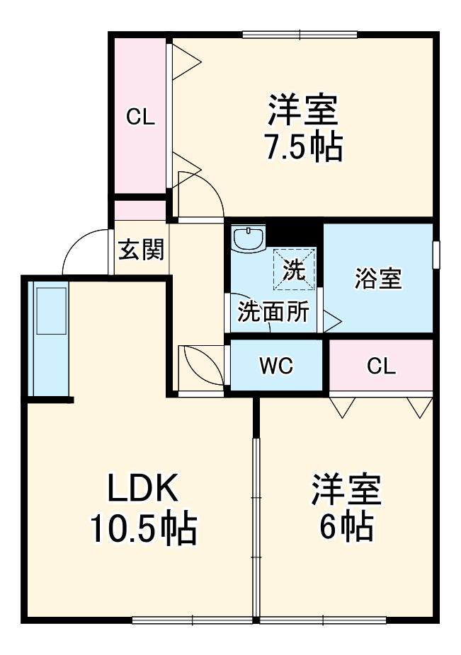 パインテラス F(2LDK/2階)の間取り写真