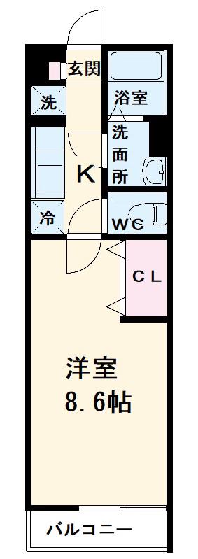 リブリ・塩池(1K/3階)の間取り写真