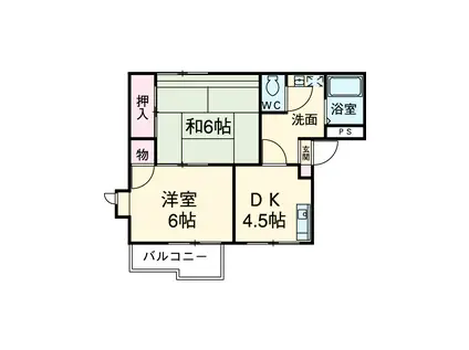七井ハイツC(2DK/2階)の間取り写真