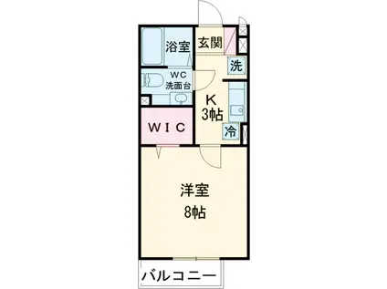 モナリエ平和台Ⅰ・Ⅱ・Ⅲ(1K/2階)の間取り写真