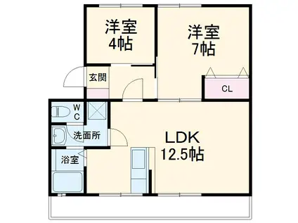 千歩マンション(2LDK/2階)の間取り写真