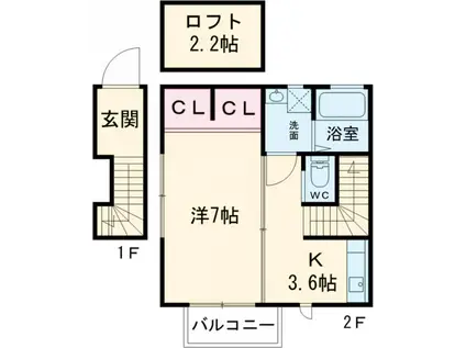 Nハイツ(1K/2階)の間取り写真