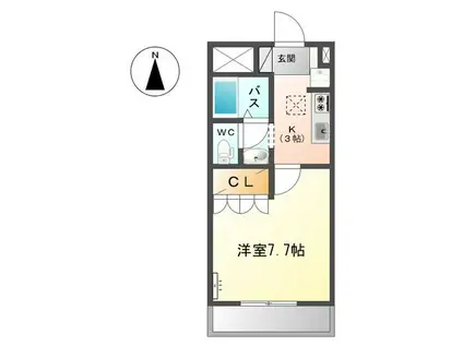 レシェンテV(1K/1階)の間取り写真