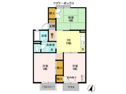 セジュール飯田(3DK/1階)の間取り写真