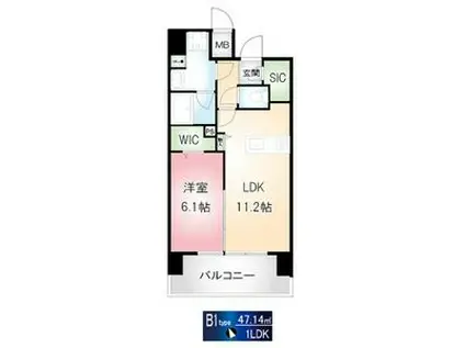 アースグランデ泉(1LDK/6階)の間取り写真