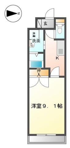 プライムコート(1K/2階)の間取り写真