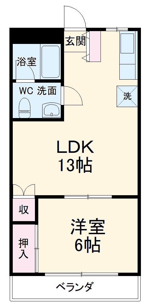 ダイヤモンドプラザ(1LDK/2階)の間取り写真