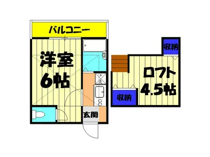 セントヒルズ津田沼2(1K/2階)の間取り写真