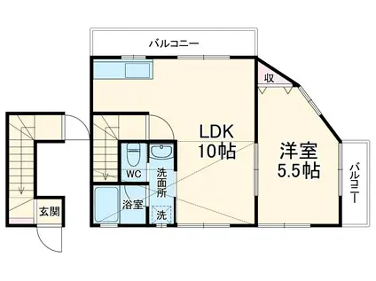 ソフテイル(1LDK/2階)の間取り写真