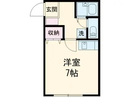 Kシティハイツ(ワンルーム/2階)の間取り写真