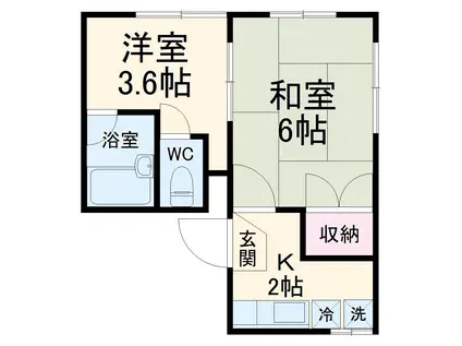 KOZY嵯峨嵐山(2K/1階)の間取り写真