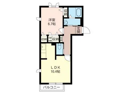 グローラタミヤD棟(1LDK/1階)の間取り写真