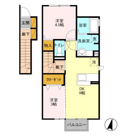 リッツハウスE-AKATSUKA(2DK/2階)の間取り写真