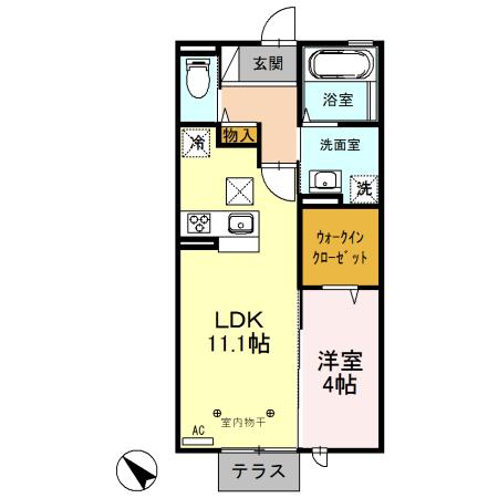 プレミスト Ⅰ(1LDK/1階)の間取り写真