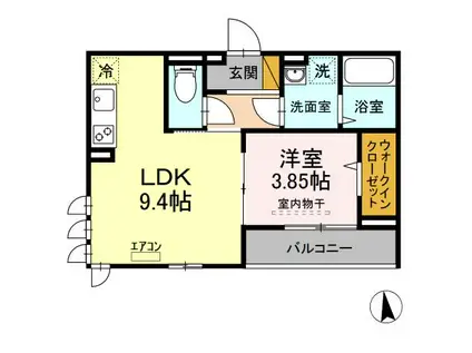 CASA MIA(1LDK/3階)の間取り写真