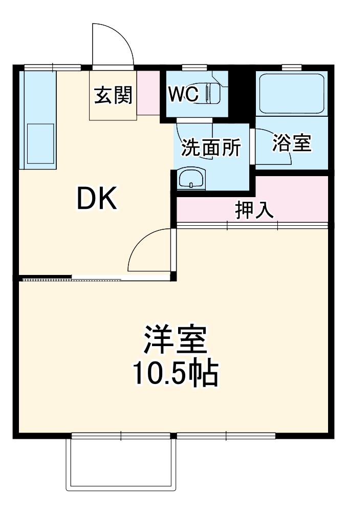 小野寺ハイツ(1DK/2階)の間取り写真