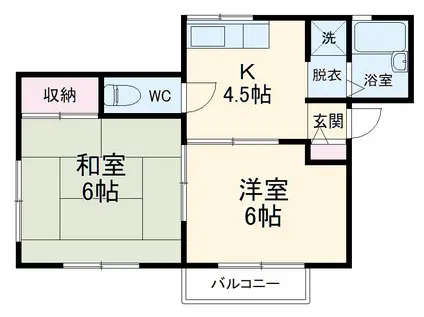 フォンテーヌⅠ(2K/2階)の間取り写真