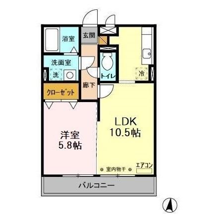 グレースヒルズI(1LDK/3階)の間取り写真