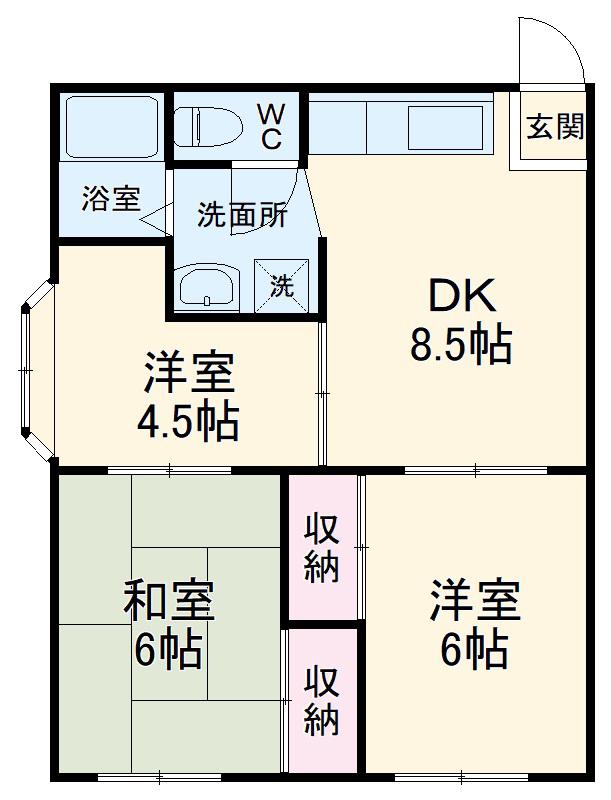 メゾンベル(3DK/1階)の間取り写真