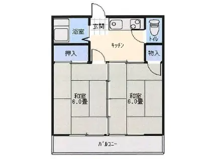 住谷アパート A棟(2K/2階)の間取り写真